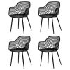 Set Of 4 Mid-Century Modern Black Mesh Dining Chair With Ergonomic Backrest