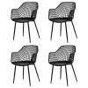 Set Of 4 Mid-Century Modern Black Mesh Dining Chair With Ergonomic Backrest
