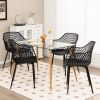 Set Of 4 Mid-Century Modern Black Mesh Dining Chair With Ergonomic Backrest