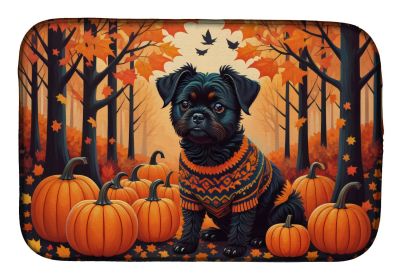 Affenpinscher Fall Dish Drying Mat Absorbent Dish Drying Mat Pad for Kitchen Counter Dish Drainer Mat for Countertop, 14 x 21", Multicolor